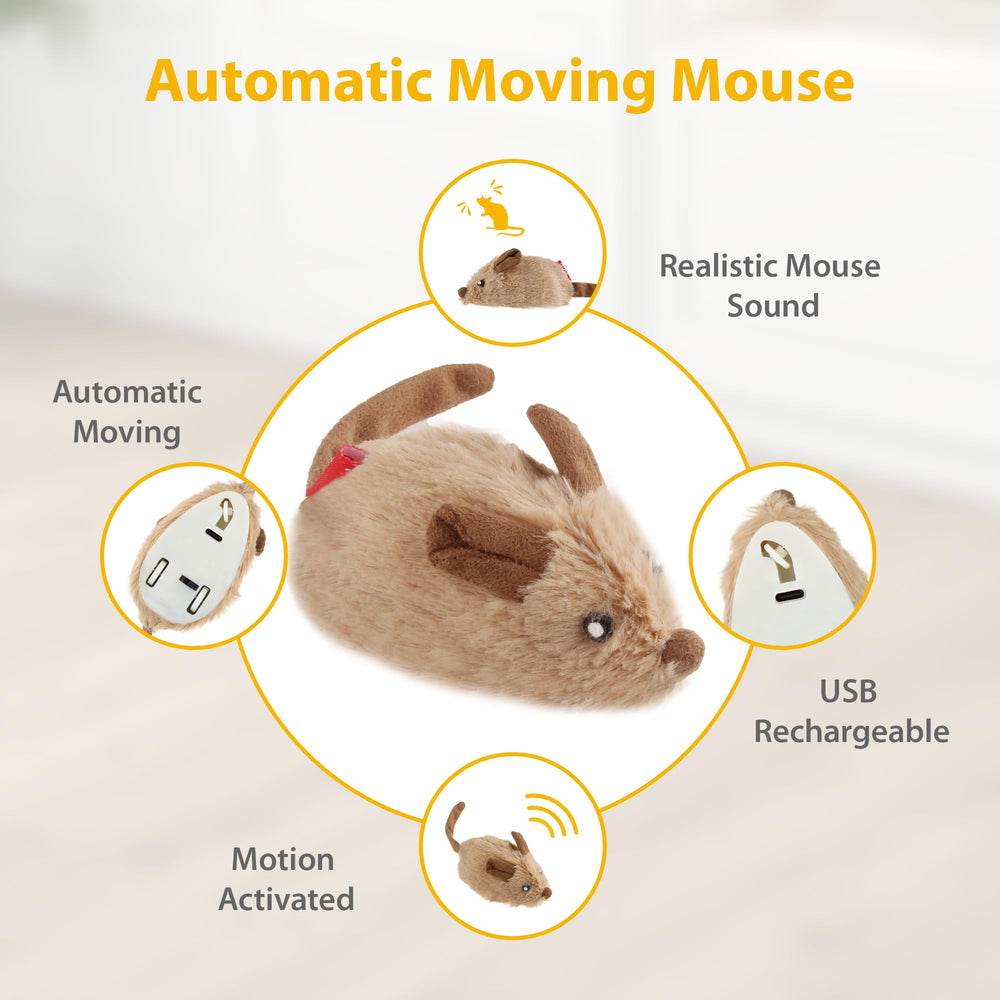 Gigwi interactive moving cat toy side view highlighting motion and chase appeal