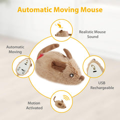 Gigwi interactive moving cat toy side view highlighting motion and chase appeal