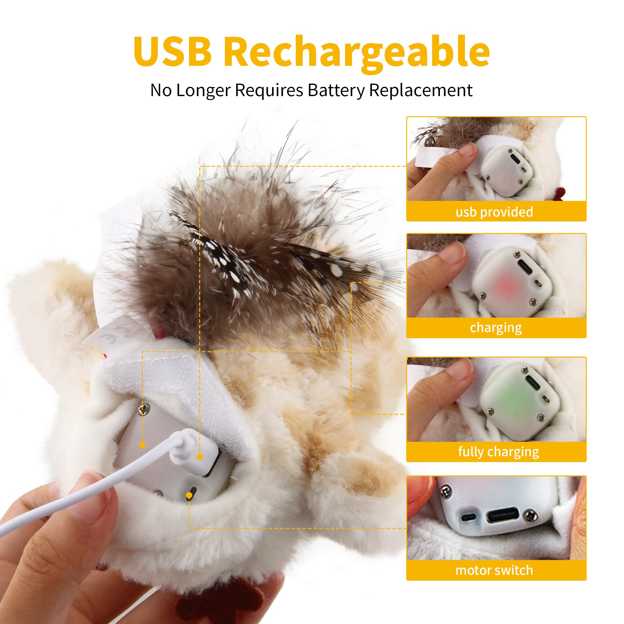 Gigwi USB rechargeable toy provides convenient, cord-free play sessions.