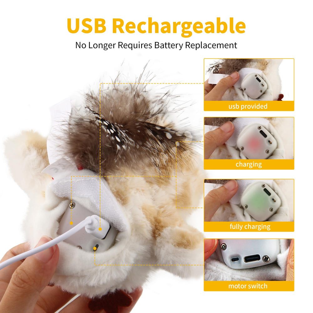 Gigwi USB rechargeable toy provides convenient, cord-free play sessions.