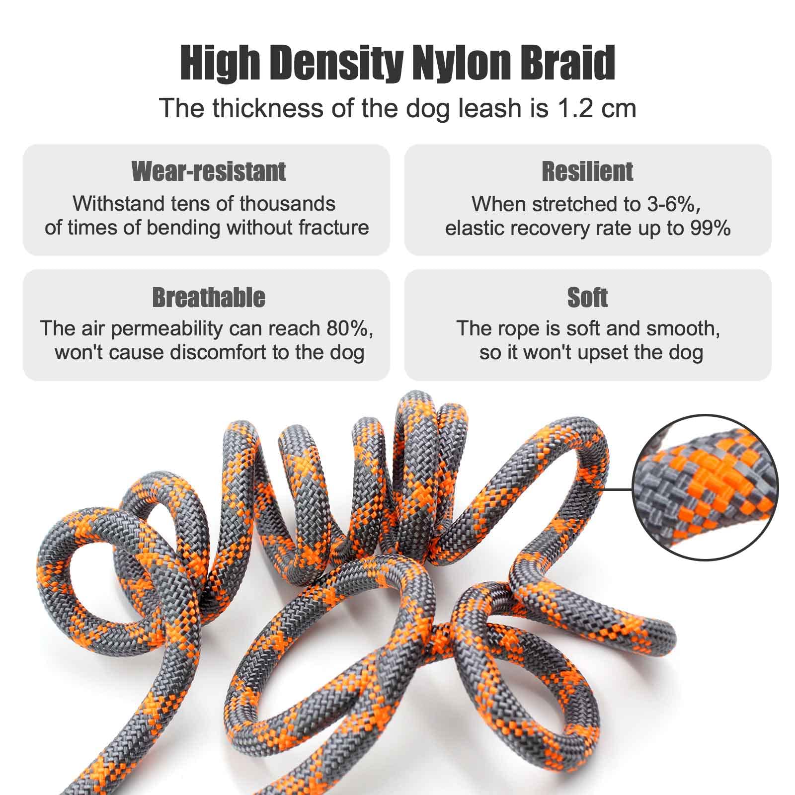 Gihunk leash with reflective stitching improves night visibility for safety