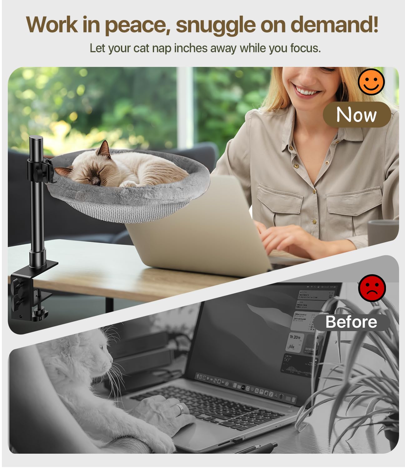 Giisorde Cat Desk Bed detachable hammock simplifies washing and care