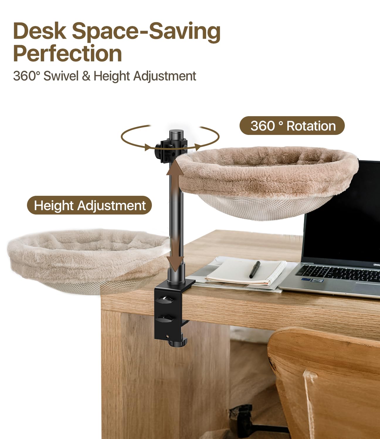 Giisorde Cat Desk Bed side view—compact perch that saves desk space