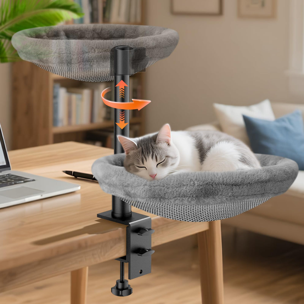 Giisorde Cat Desk Bed on table shows space-saving companionship for your workday
