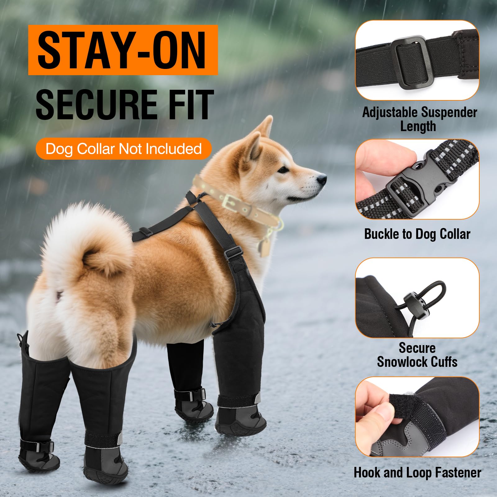 Giiyoe dog suspender boots reflective straps in low light for safer nighttime strolls.