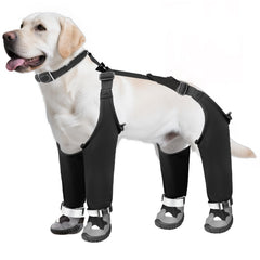 Giiyoe dog suspender boots waterproof side view for rain-ready outdoor walks.