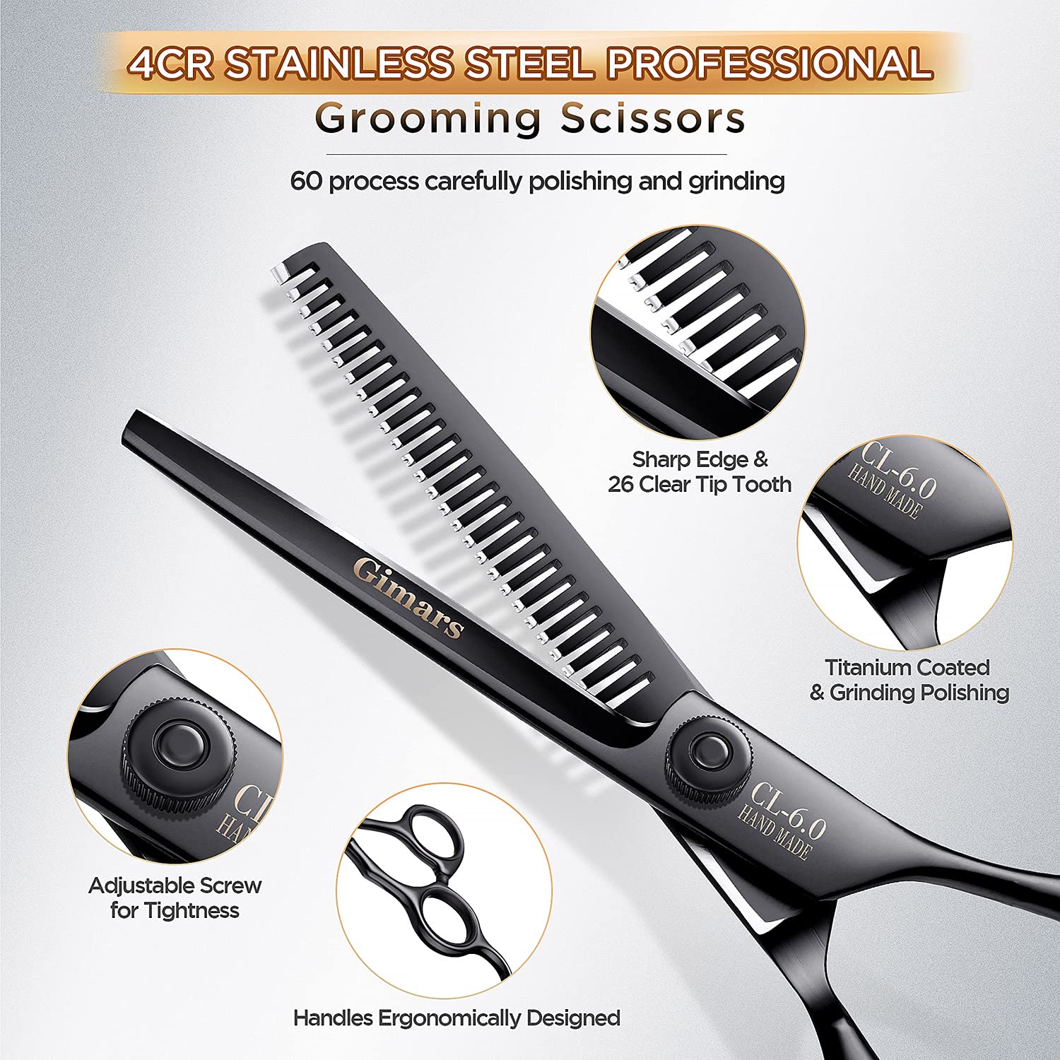 Gimars 4CR stainless steel construction with ceramic coating for rust resistance.