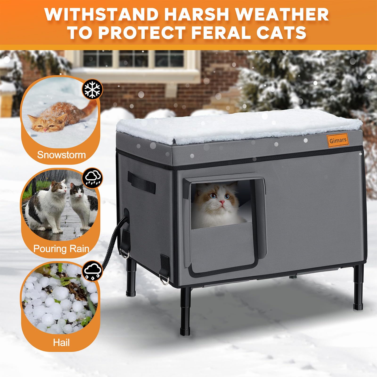Gimars 5-1 inch elevated base—keeps cat dry and elevated above cold ground.