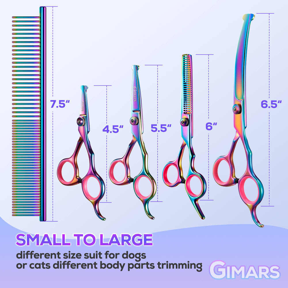 Gimars 6-in-1 dog grooming scissors set case demonstrates organized toolkit for efficient sessions.