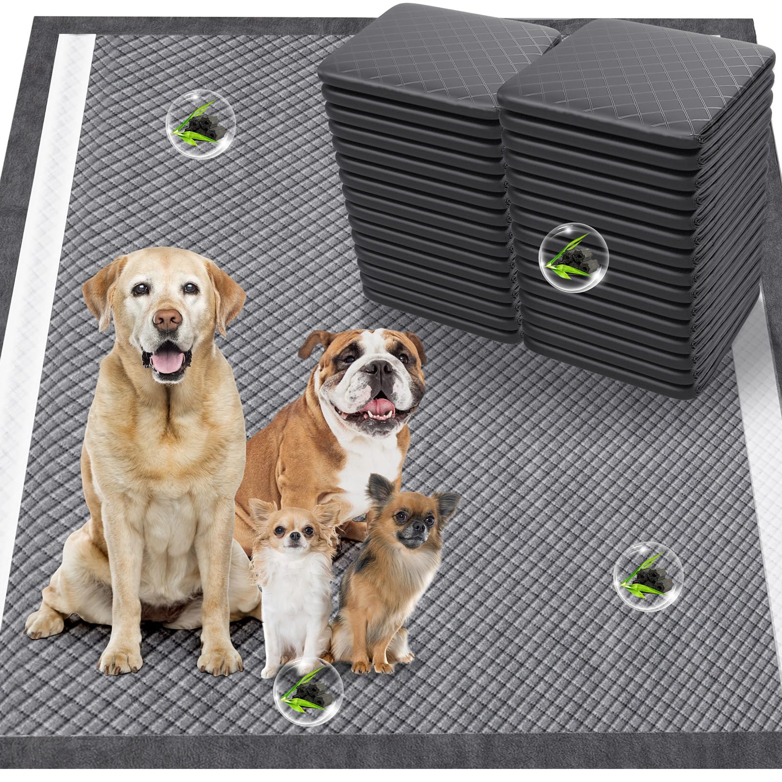 Gimars charcoal-activated-carbon absorption pee pad closeup—helps reduce odors around the home.