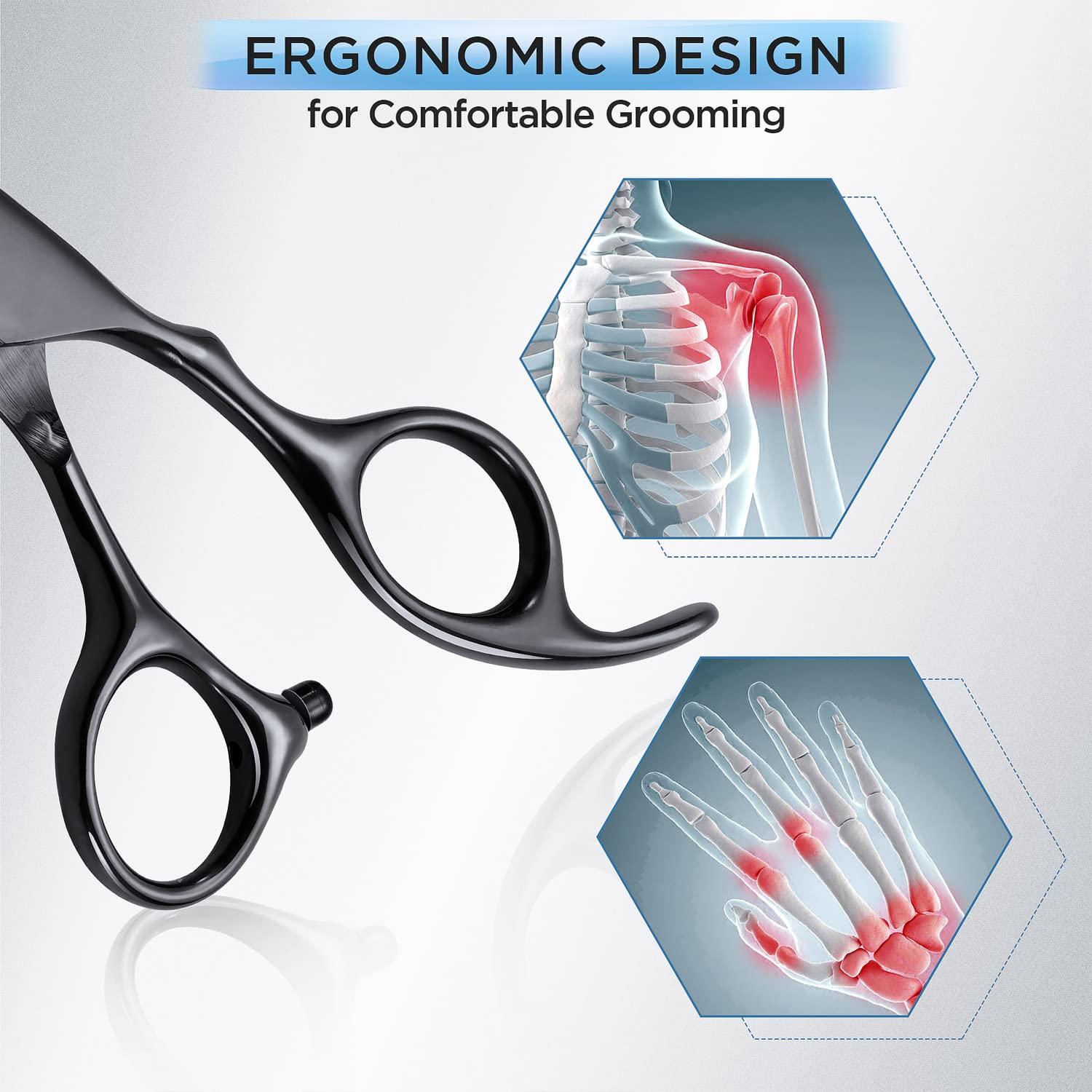 Gimars curved and straight scissors arranged for versatile trimming and mat removal