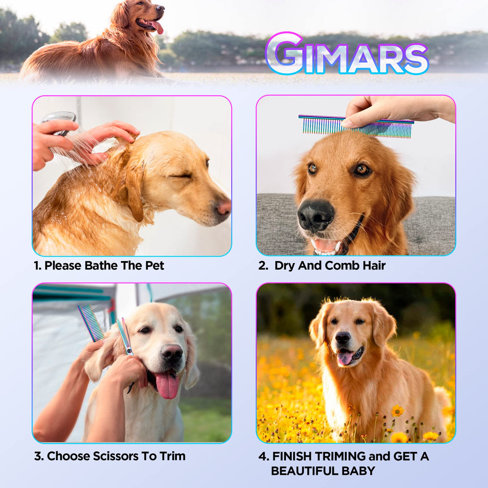 Gimars dog-cat grooming scissors in action illustrate precise, gentle handling for pets.