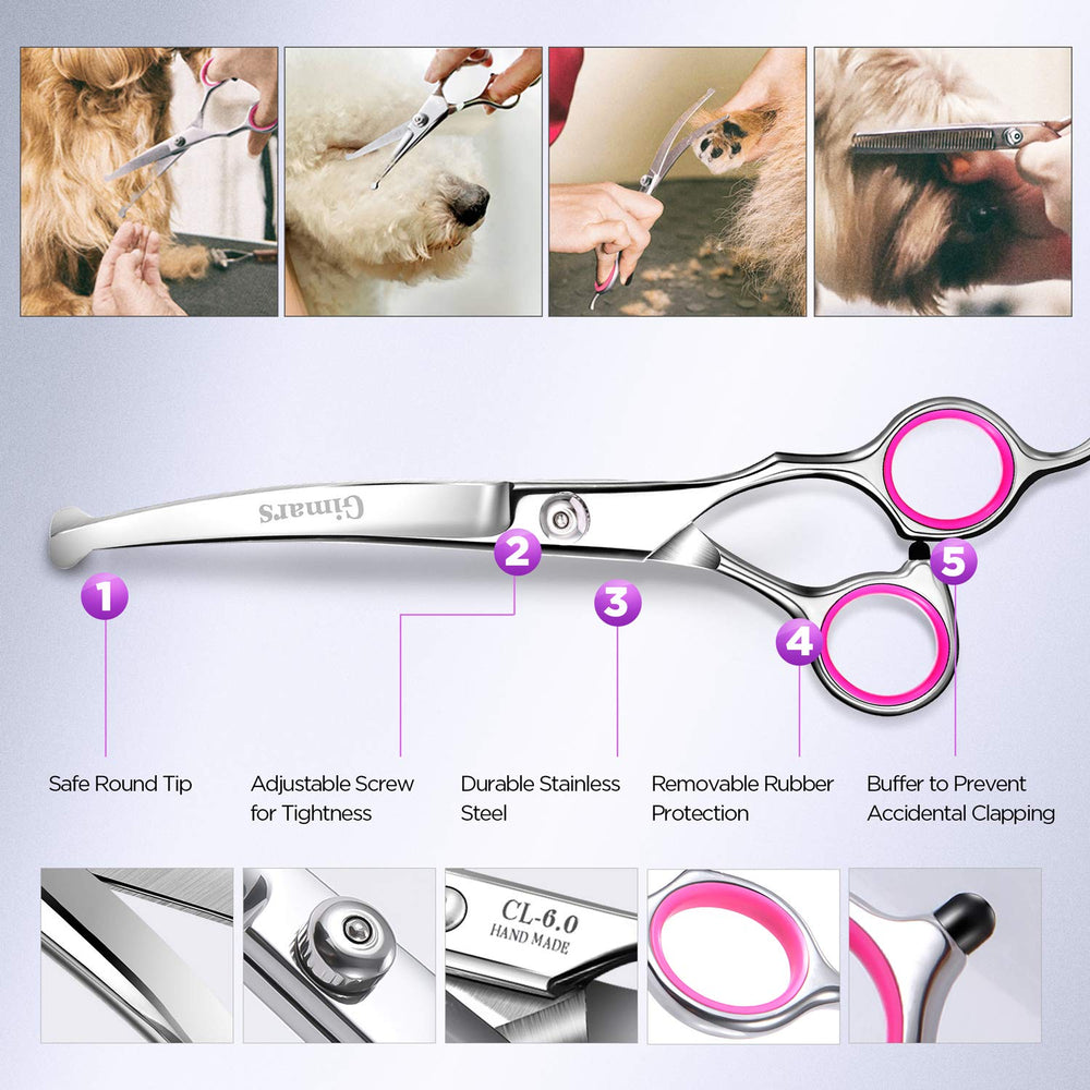 Gimars ergonomic-handled grooming scissors support comfortable prolonged use.