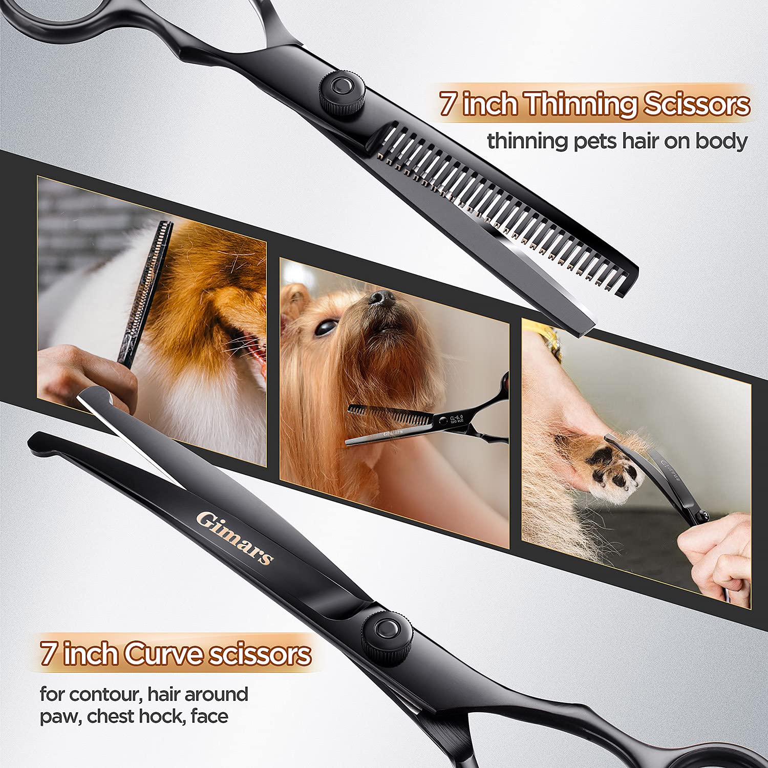 Gimars ergonomic handles reduce hand fatigue during long grooming sessions.