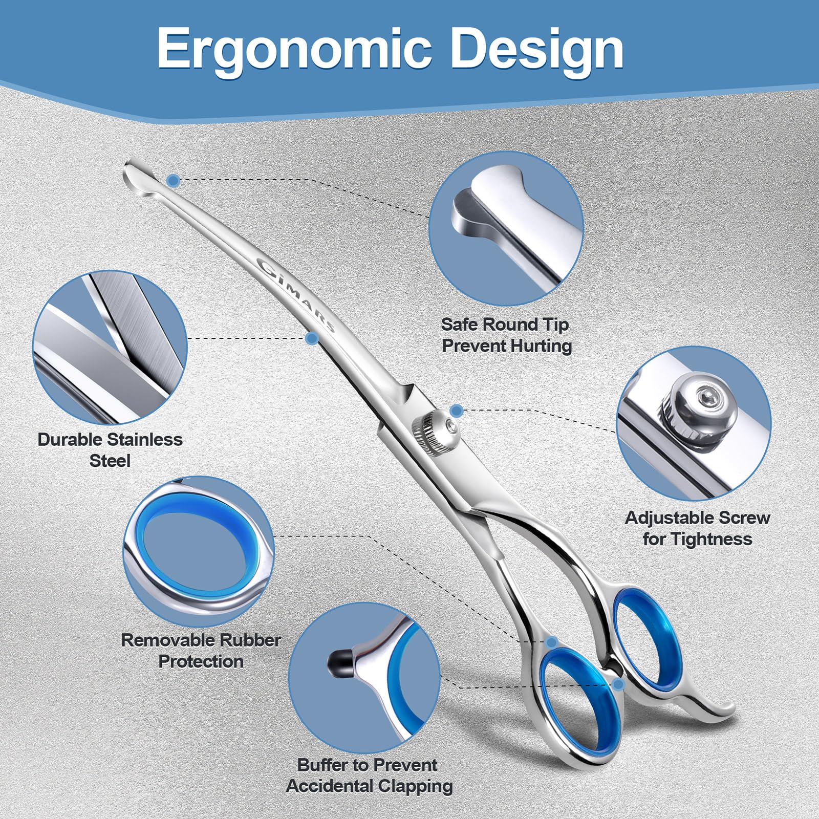 Gimars grooming comb interaction with scissors for efficient grooming