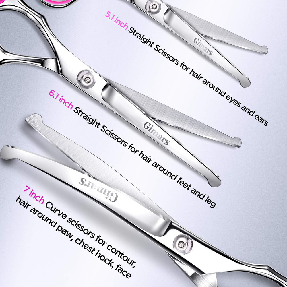 Gimars grooming scissors safety round tip protects pets during trimming.