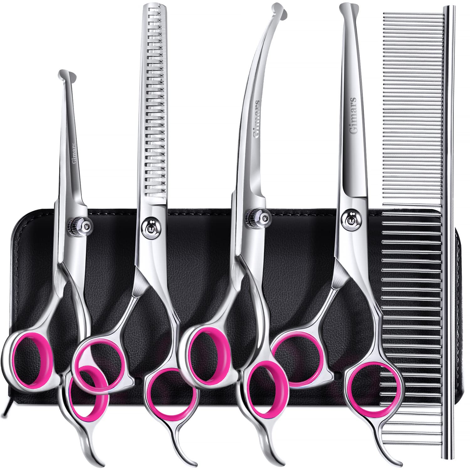 Gimars professional 4CR grooming scissors set for precise 6-in-1 trimming and care.