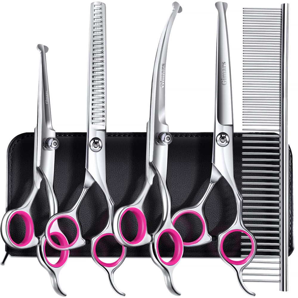 Gimars professional 4CR grooming scissors set for precise 6-in-1 trimming and care.
