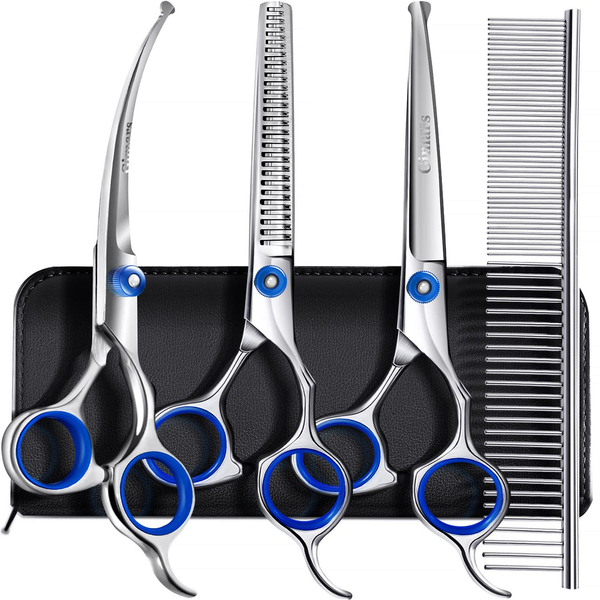 Gimars professional 5in1 grooming scissors straight closeup—precise blades for clean trims.