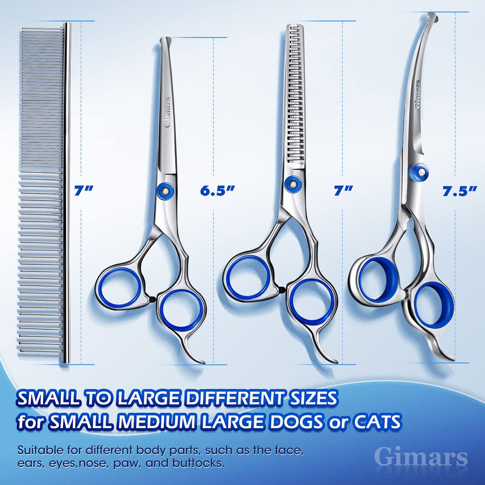 Gimars professional 5in1 grooming scissors thinning closeup—bulk reduction for smooth finish.