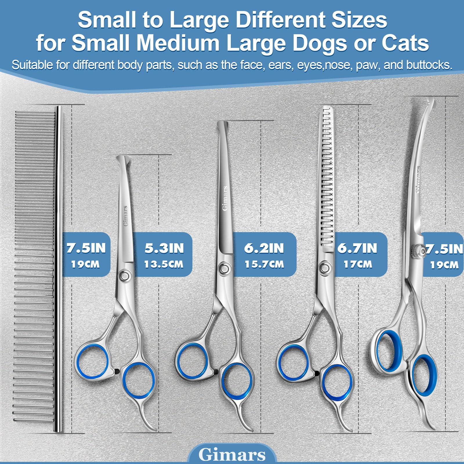 Gimars professional pet grooming scissors packaging highlights durable build