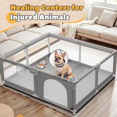 Gimars puppy playpen outer view highlighting spacious interior for multiple puppies.