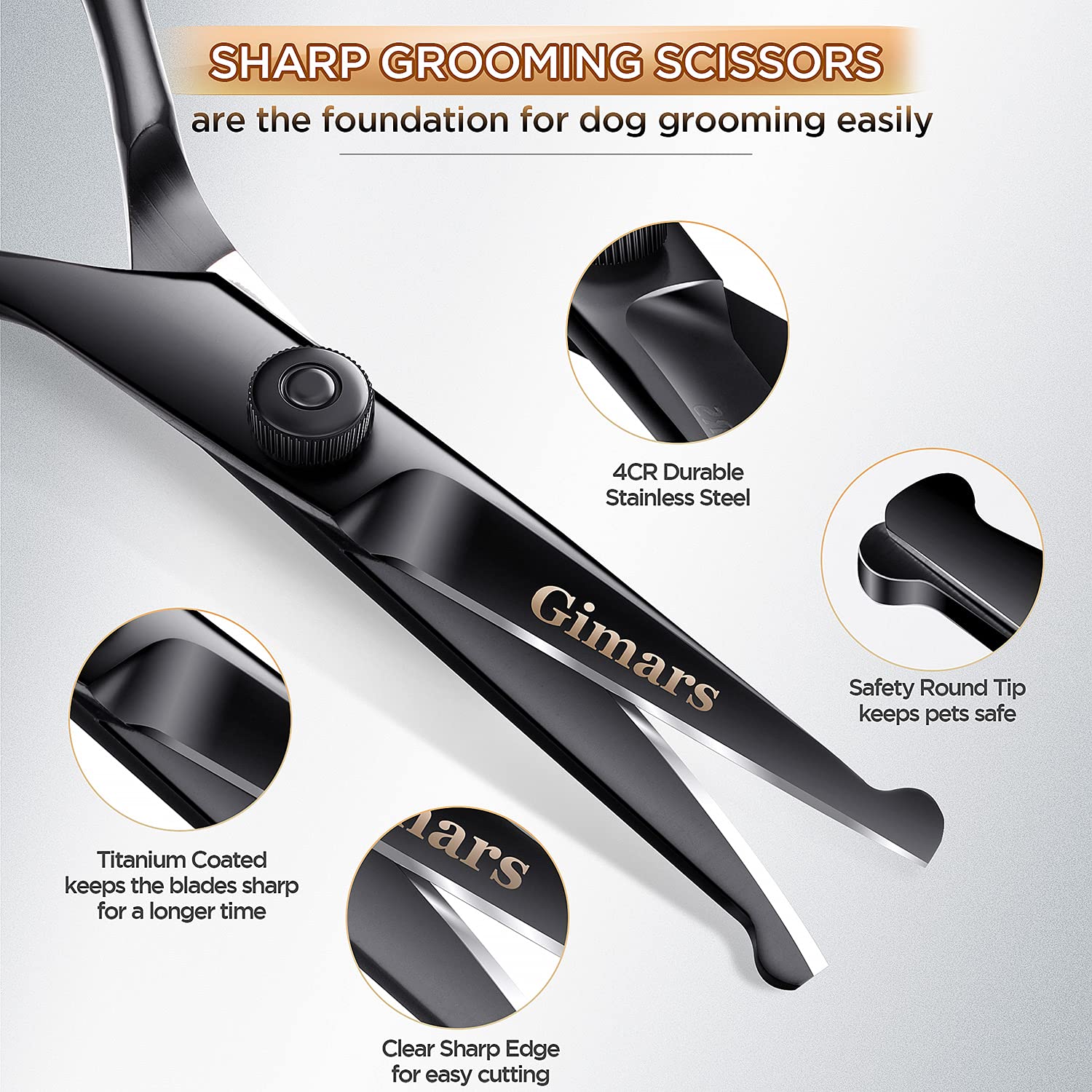 Gimars safety round tip for gentle grooming of dogs and cats.