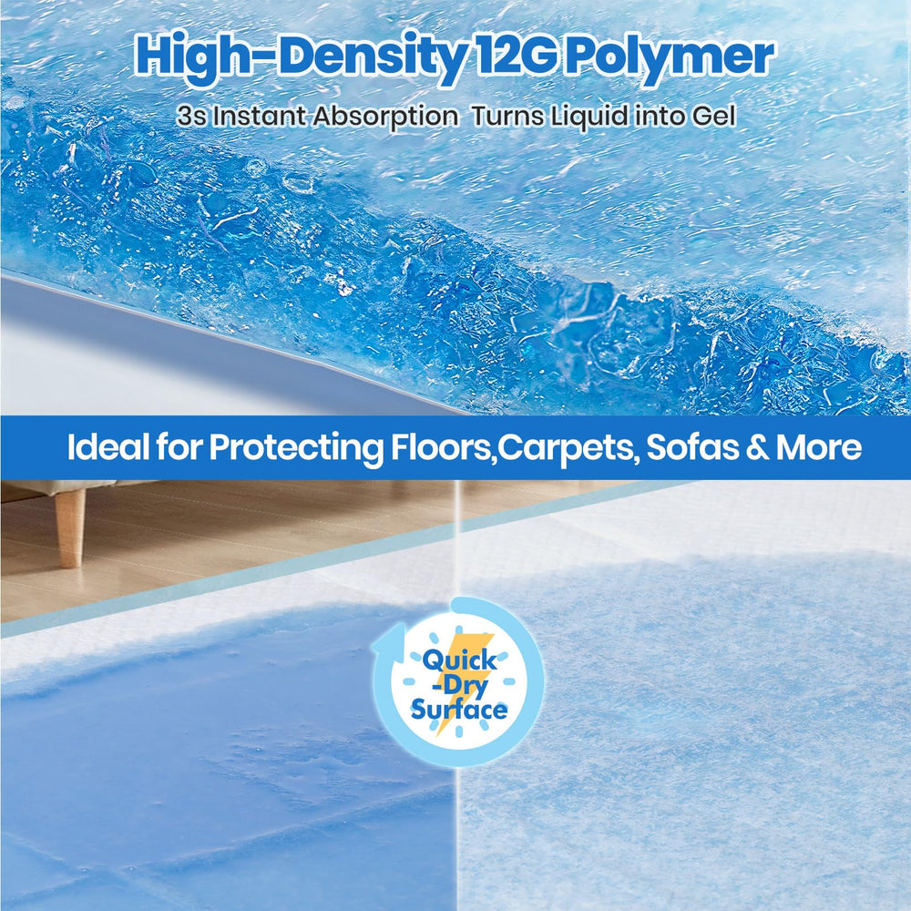 Gimars thicker-ultra-absorbent puppy pad waterproof membrane protects floors.