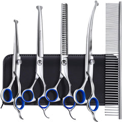 Gimars titanium-coated 6in-1 scissors blade close-up for smooth, precise grooming