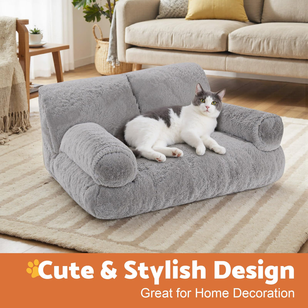 Gimars upgrade large cat bed showing bolstered edges for neck and back support during naps.