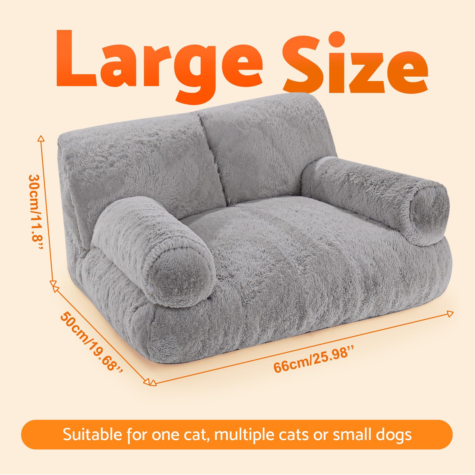 Gimars upgrade large cat bed dimensions 66 by 50 by 30 cm suitable for most cats.