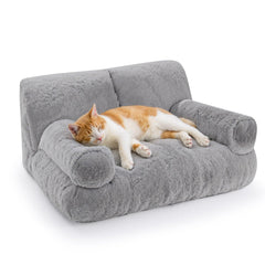 Gimars upgrade large cat bed with fluffy cover for cozy lounging and plush comfort.