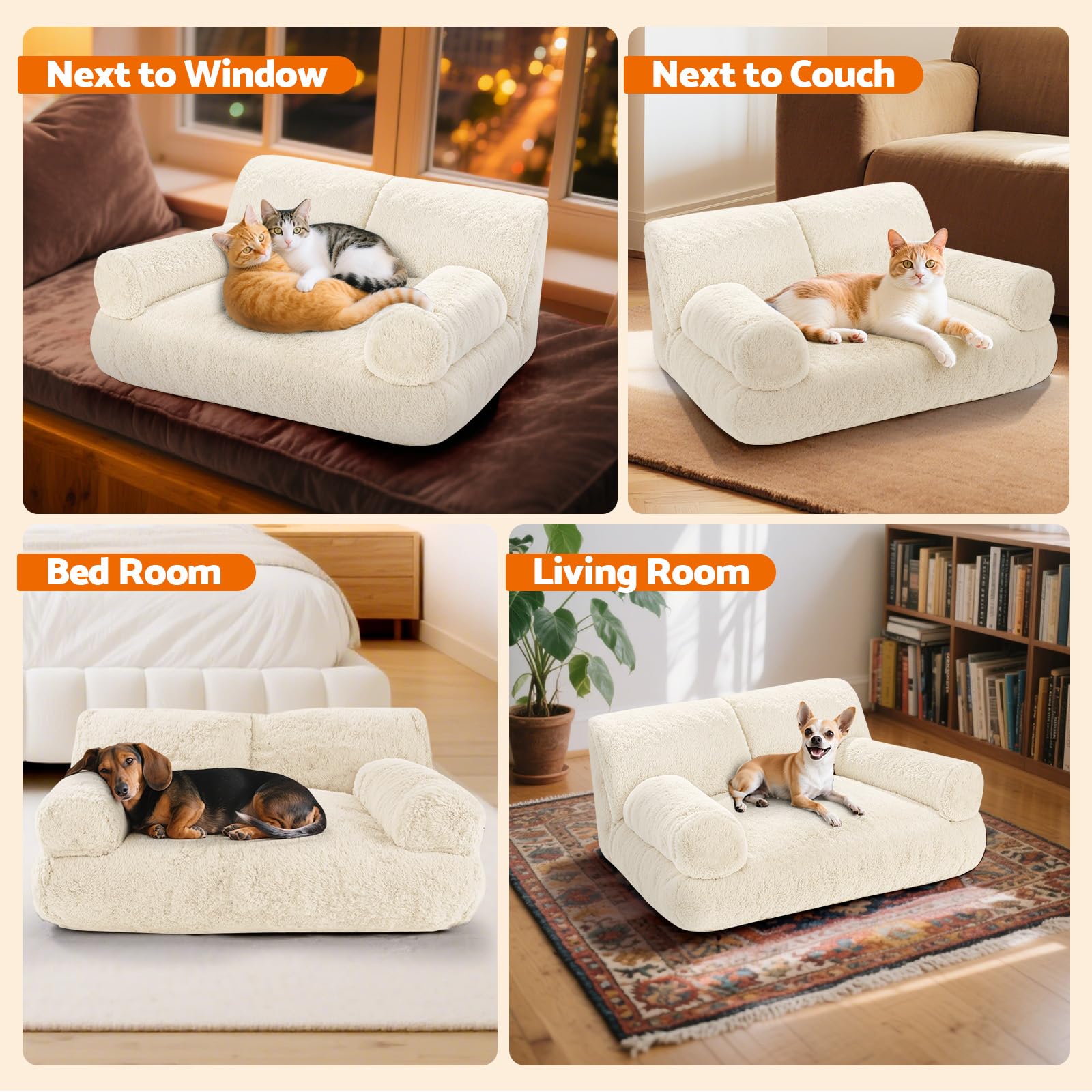 Gimars Upgrade Large Cat Bed ideal for indoor lounging by window.