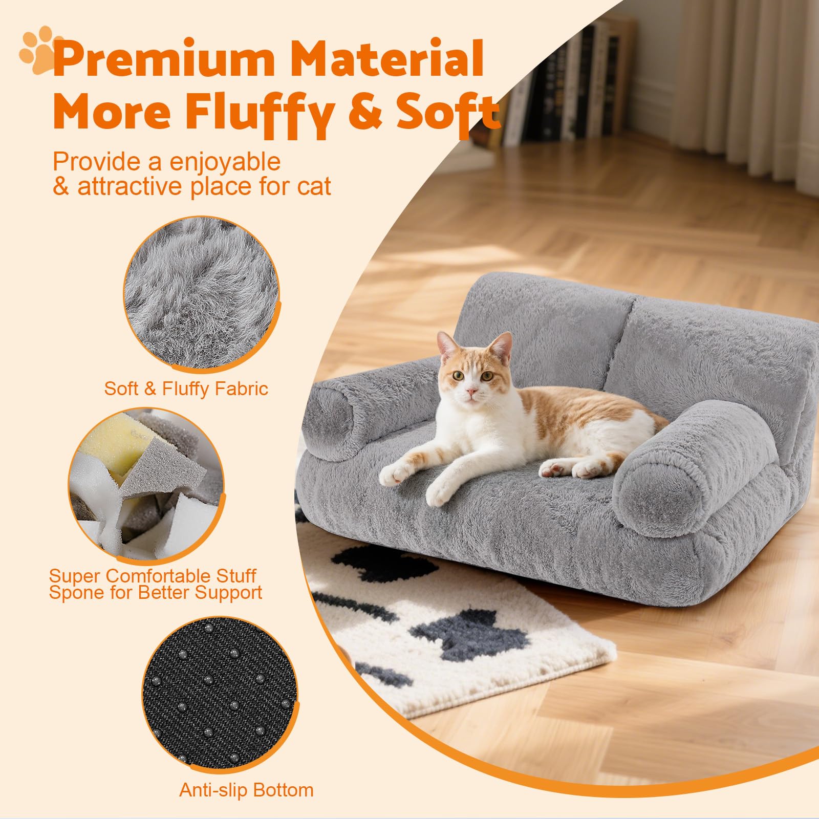 Gimars cat bed with non-slip base for stable indoor use.
