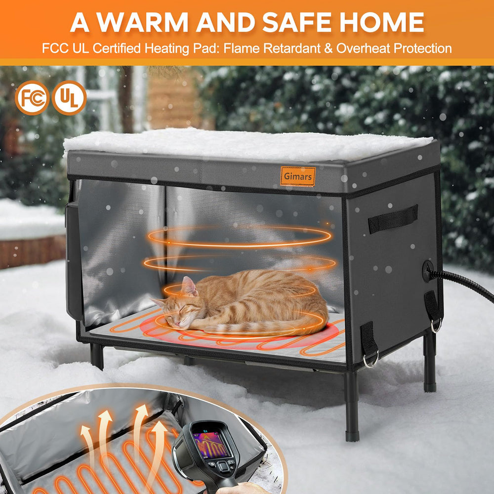 Gimars Upgrade Large Heated Cat House interior warmth—cozy space with heat-retaining design.