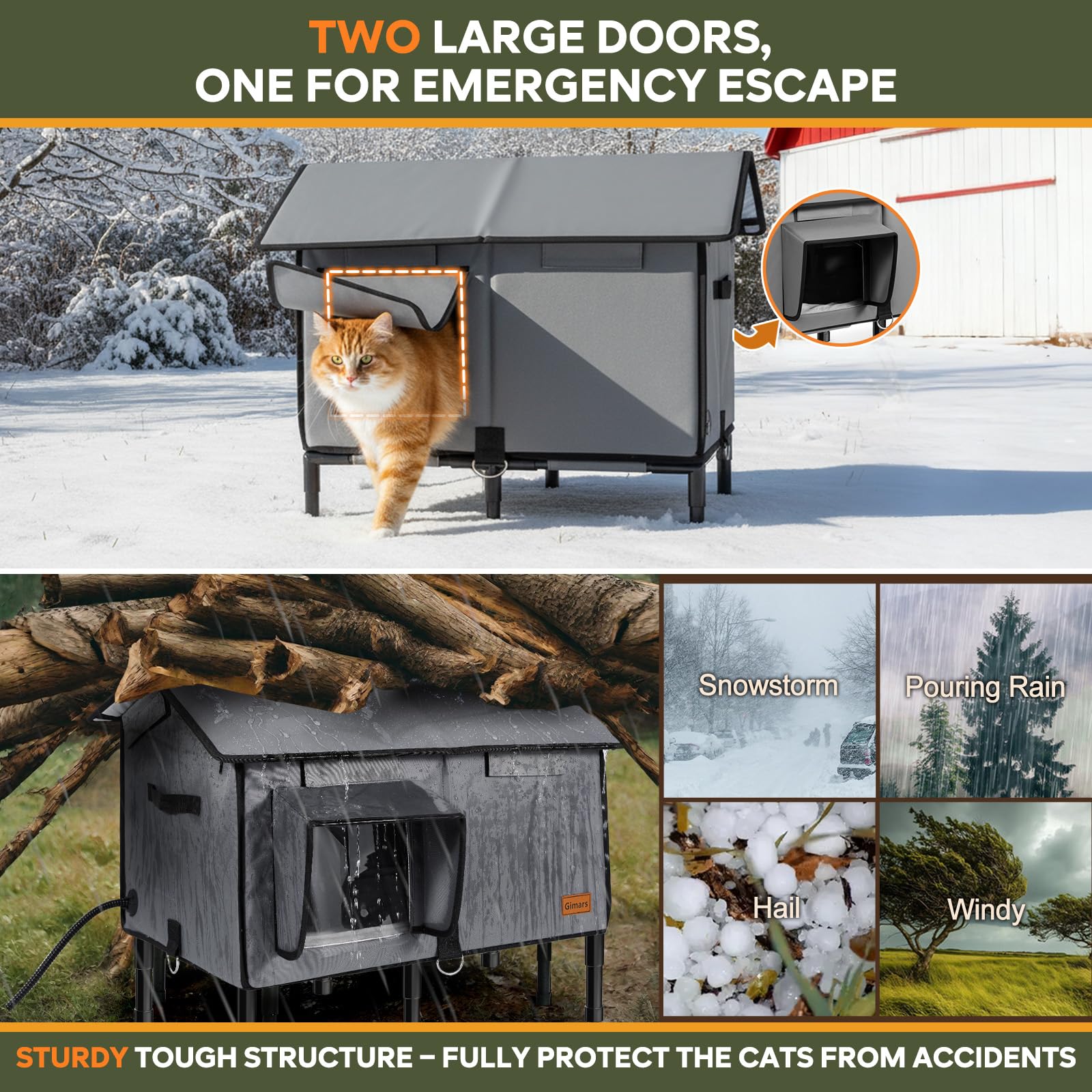 Gimars upgraded pitched-roof cat house elevated-base highlights dry shelter.