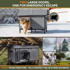 Gimars upgraded pitched-roof cat house elevated-base highlights dry shelter.
