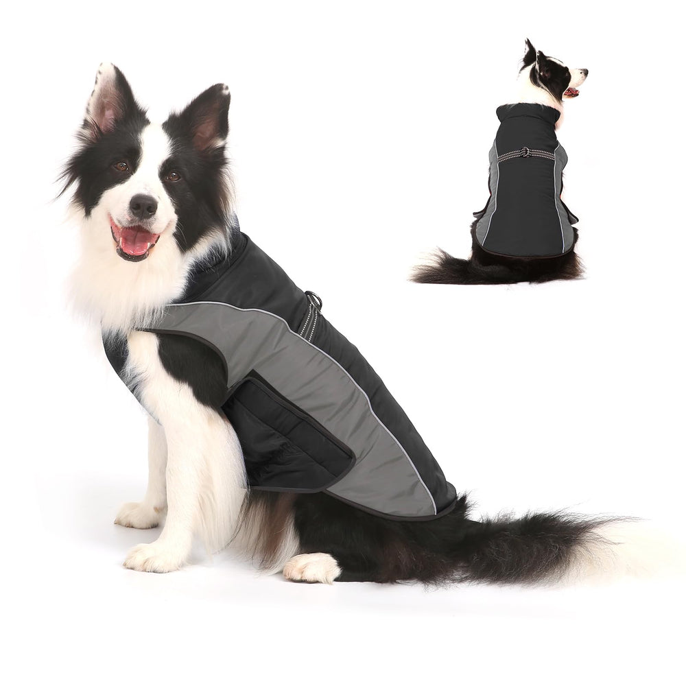 Gimilife warm dog winter coat front view shows cozy, secure fit for chilly walks