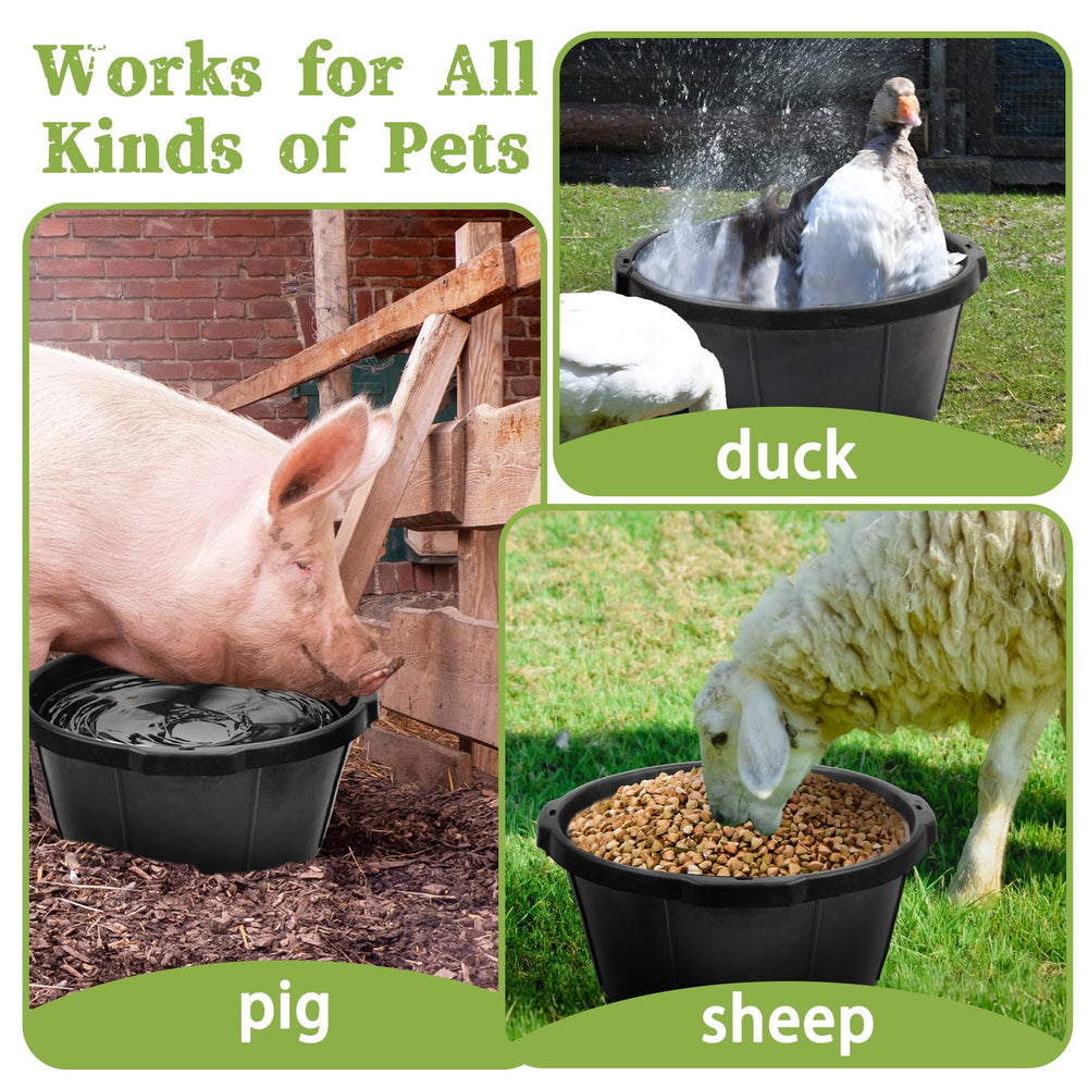 GINDOOR 26qt rubber tub horse feeder—cold-resistant, stackable for easy barn storage.