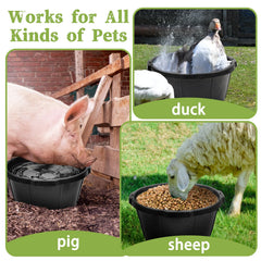 GINDOOR 26qt rubber tub horse feeder—cold-resistant, stackable for easy barn storage.