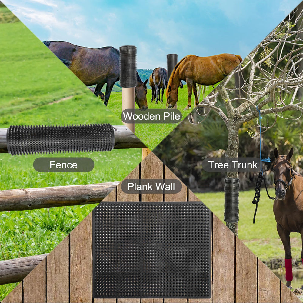 GINDOOR cattle scratcher installation image showing included nails for easy mounting
