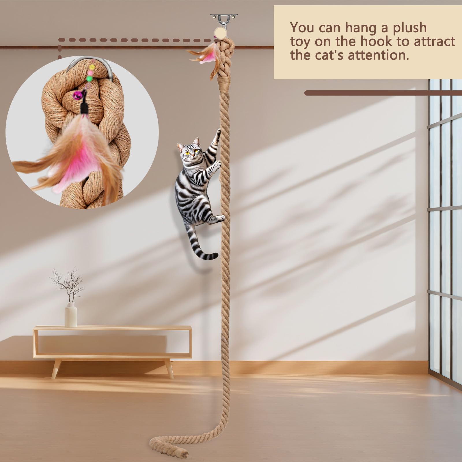 GINDOOR durable 2-inch rope emphasizes sturdy scratching and play.