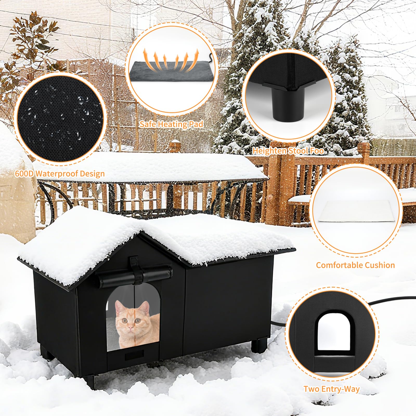 GINDOOR heated cat pad closeup highlights temperature control for safe warmth.