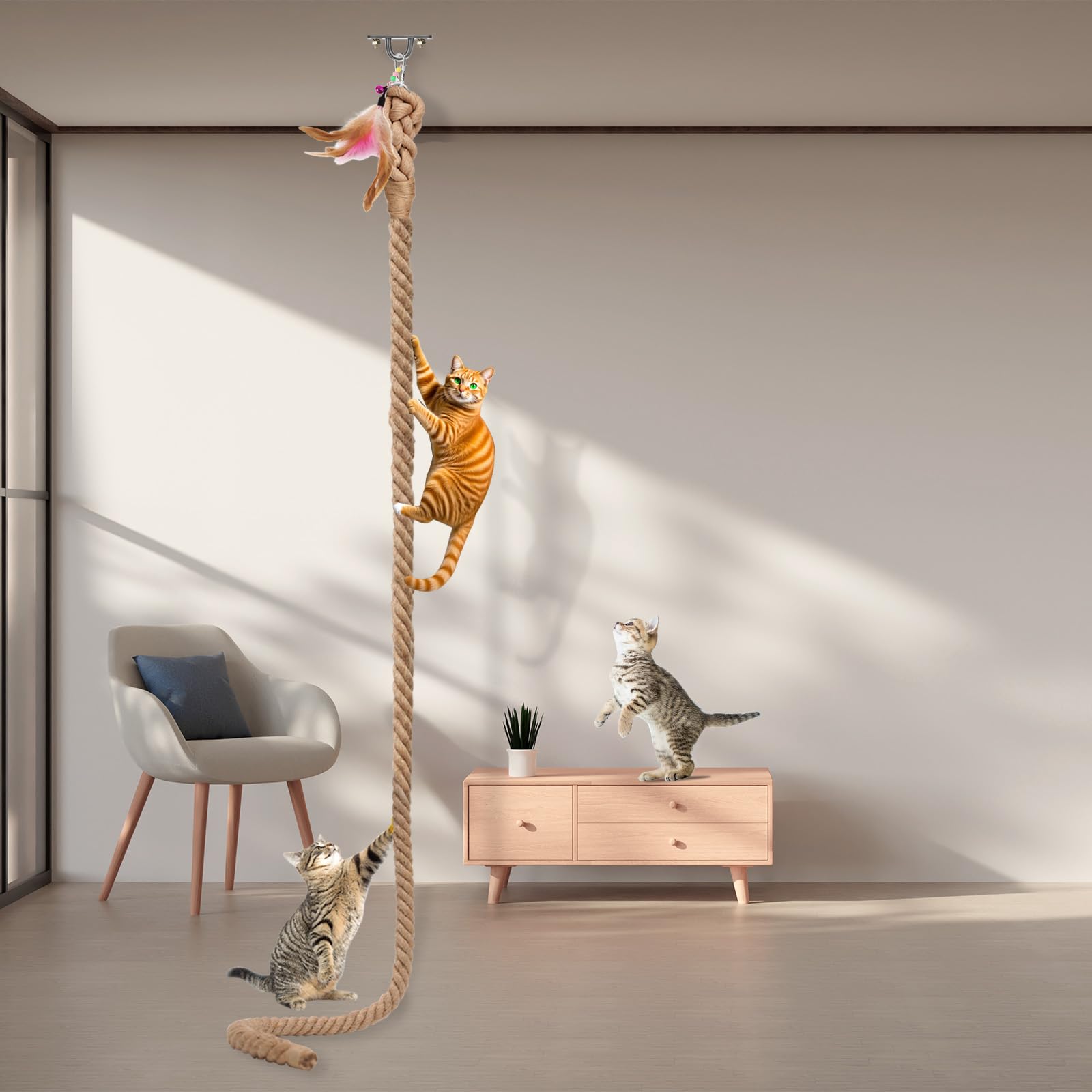 GINDOOR indoor-outdoor play rope offers versatile usage for cats.