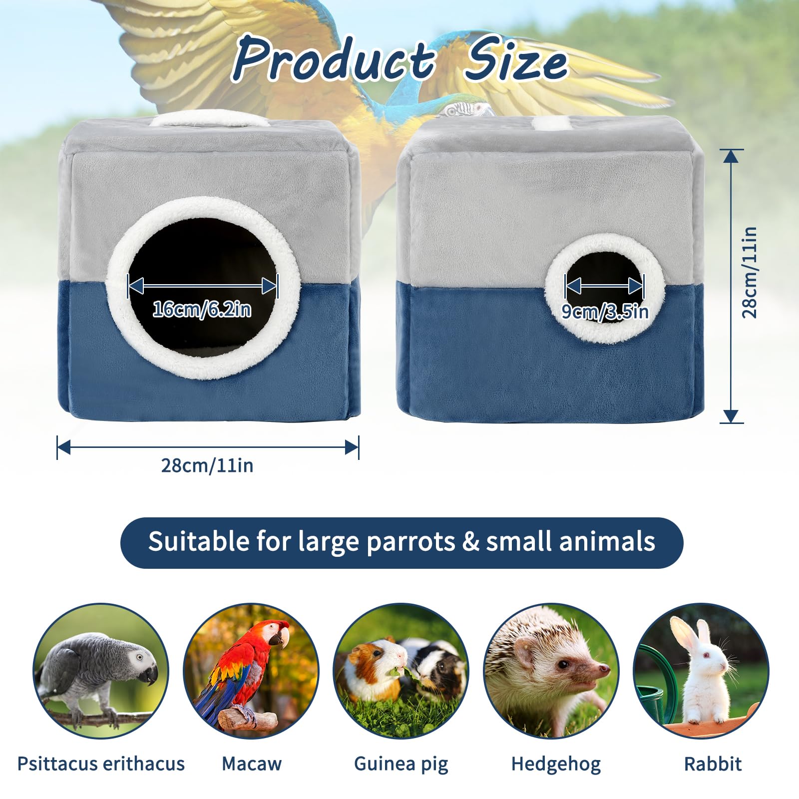 GINDOOR plush warm parrot bed interior, soft textures invite nestling.