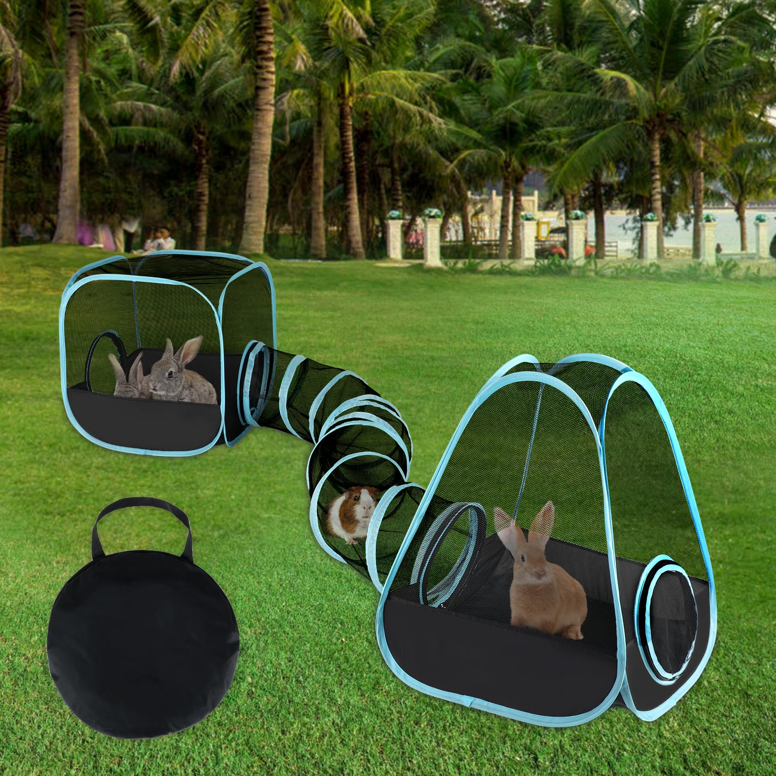 GINDOOR rabbit playpen tent enables quick setup for indoor or outdoor play