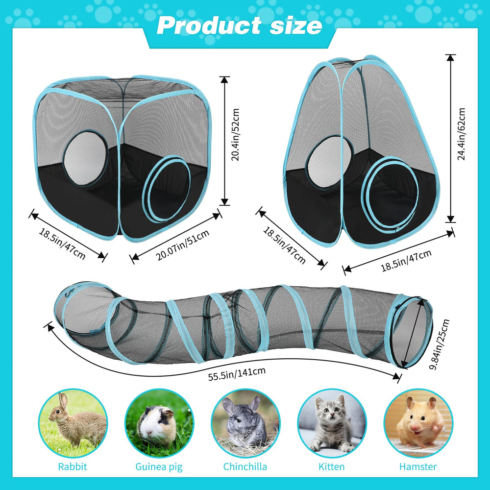 GINDOOR rabbit tunnel assembly shows easy access routes for pets
