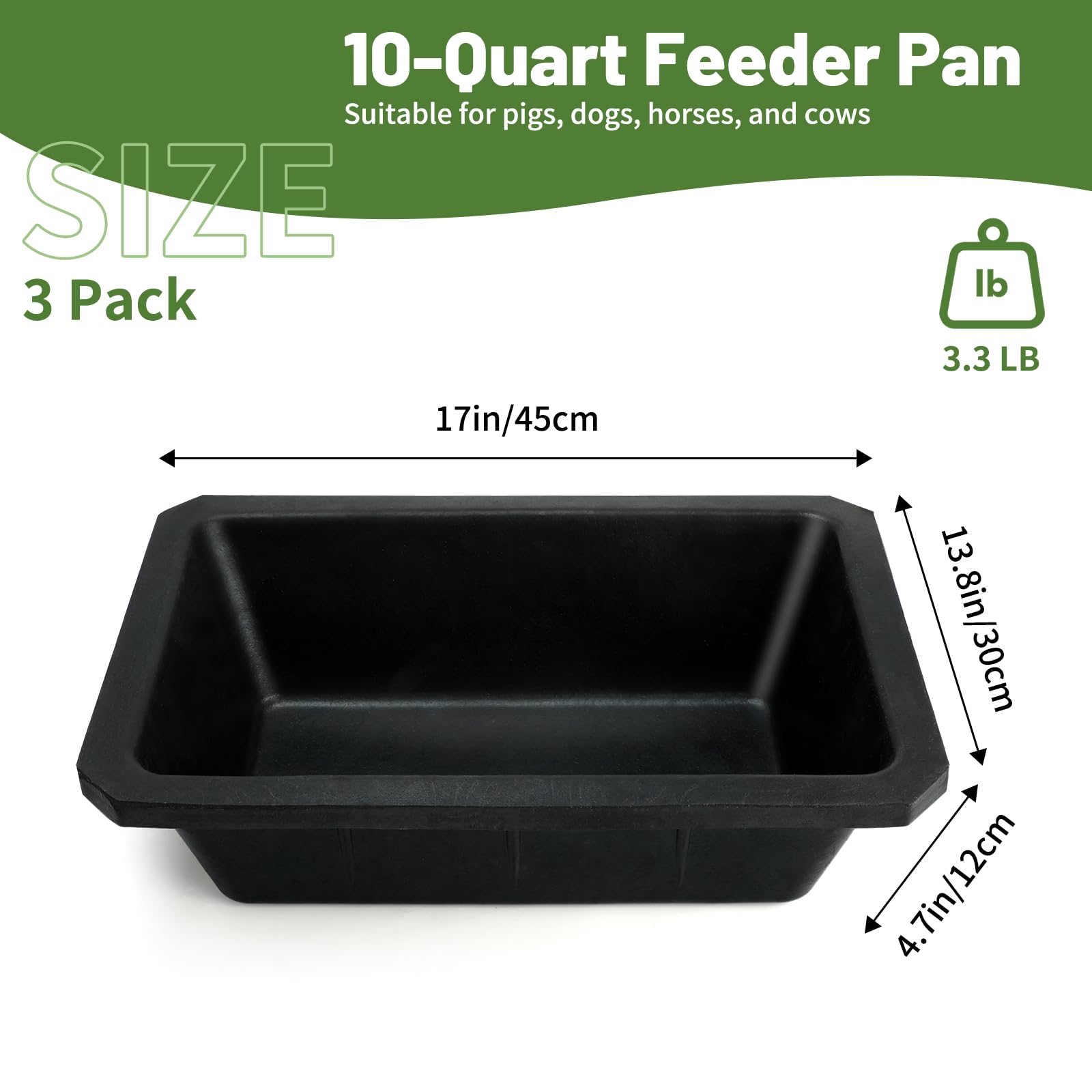 GINDOOR rubber feeder pan 10qt front view emphasizes stability for feeding.