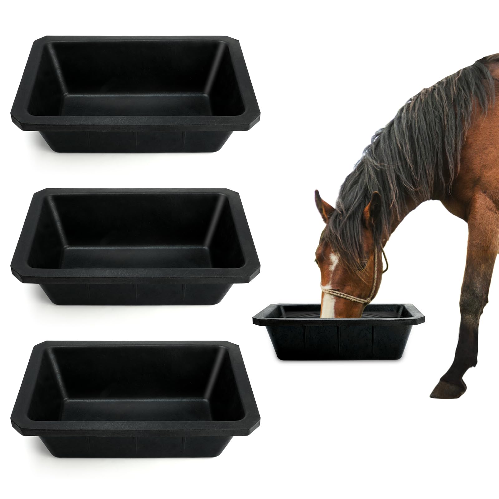 GINDOOR rubber feeder pan 10qt side view shows roomy feeding space for livestock.