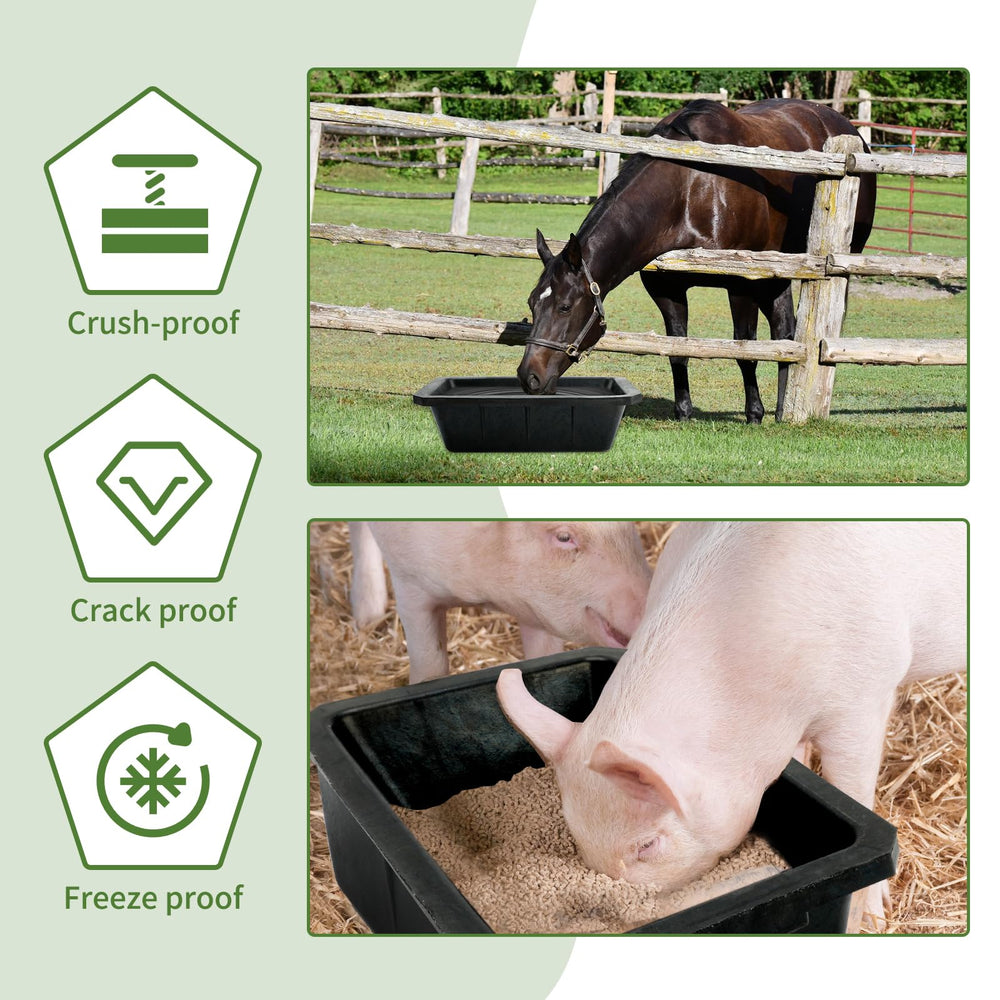 GINDOOR rubber trough multipurpose water and food use-case in farm settings.